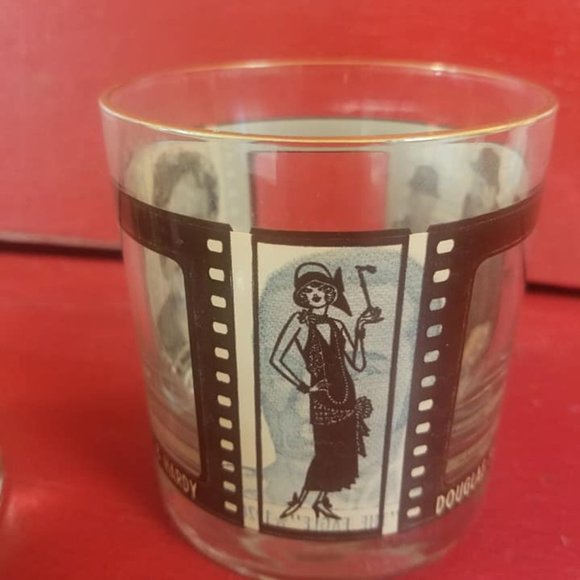 Vintage The Roaring 20s Themed Glass Tumblers - Picture 2 of 7